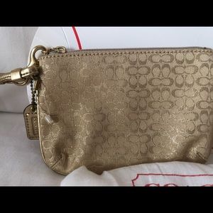 Real Coach Gold Sparkly Wristlet Gold Cs Clutch